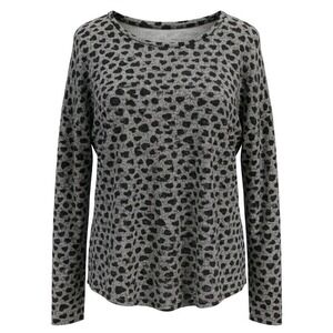 Philosophy Heart Print Knit Tunic Top Gray Black Size M Valentines Day Women's